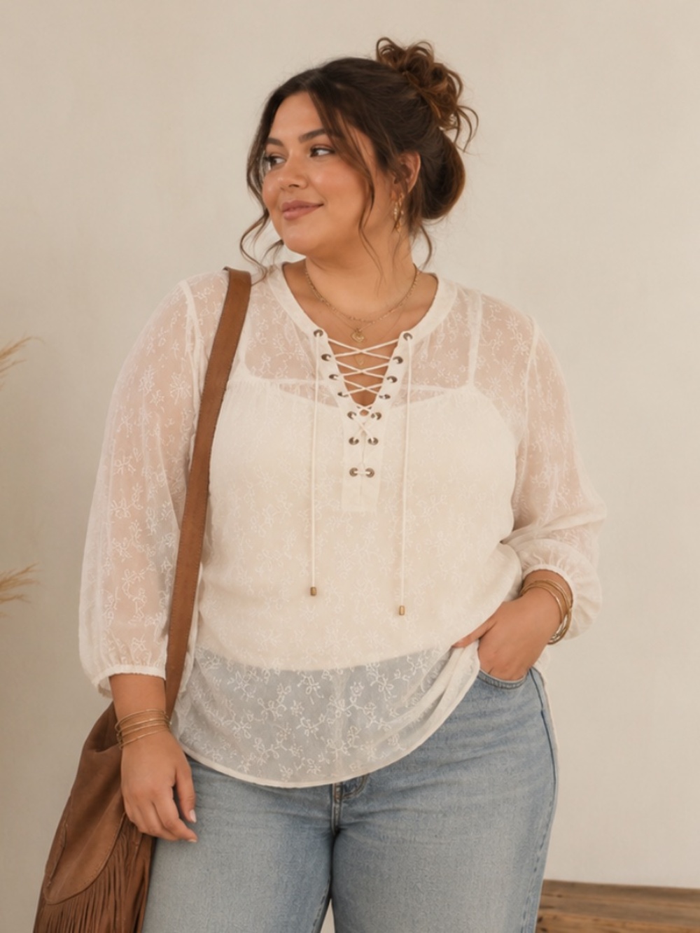 Torrid Women Sheer Embroidered Blouse Floral Plus Size 0 Boho Beach Whimsical